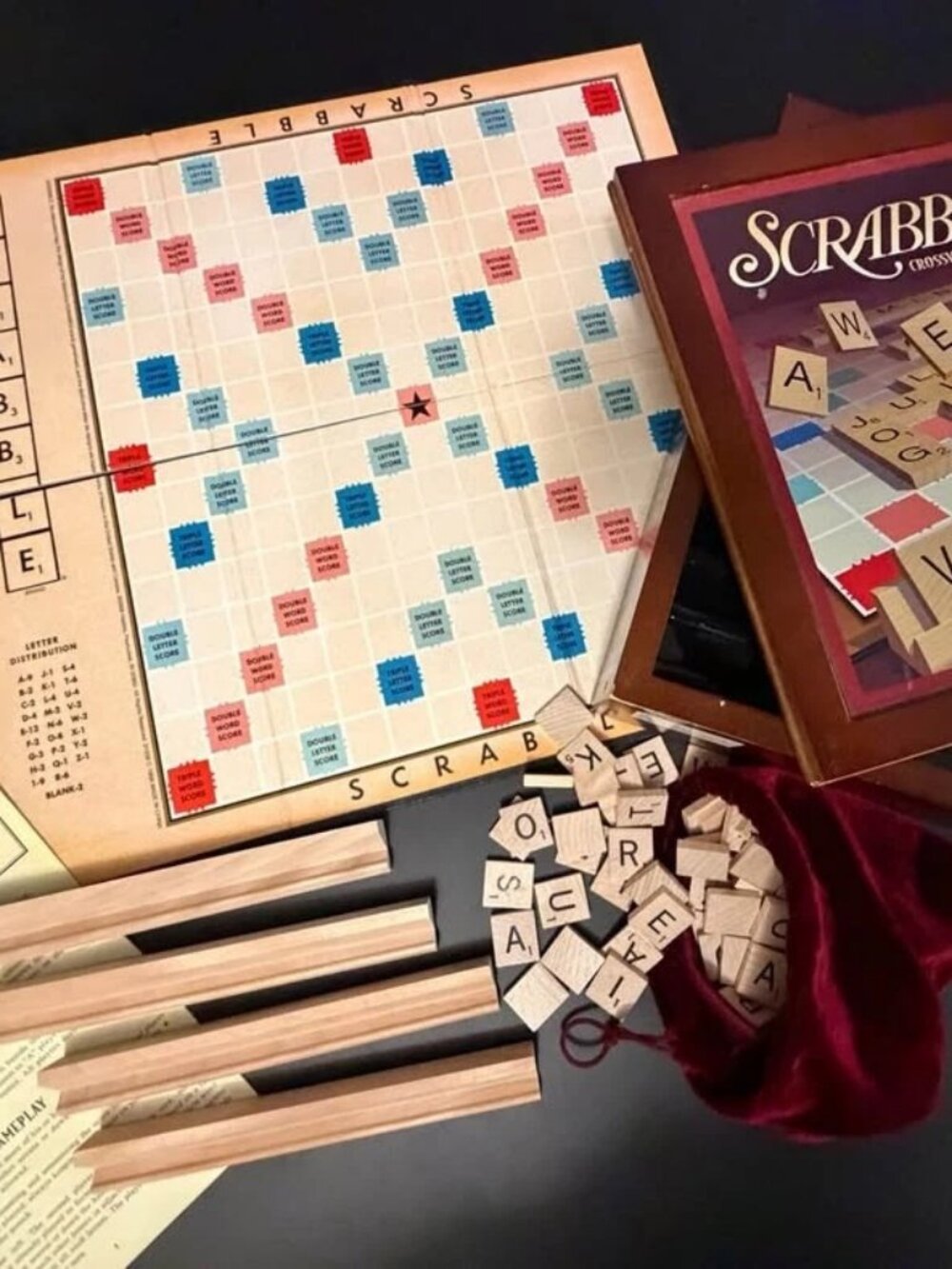 Scrabble Vintage Game Collection Wooden Case Parker Brothers